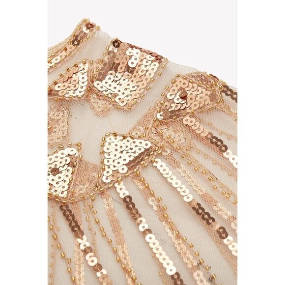 Babeyond 1920s Shawl Wraps Beaded Evening Cape Bridal Shawl Cover Up (Rose Gold) - Picture 6 of 6